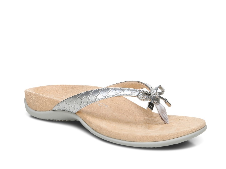 Woman VIONIC Slides | Bella 2 Silver Metallic | Peter Sheppard Footwear