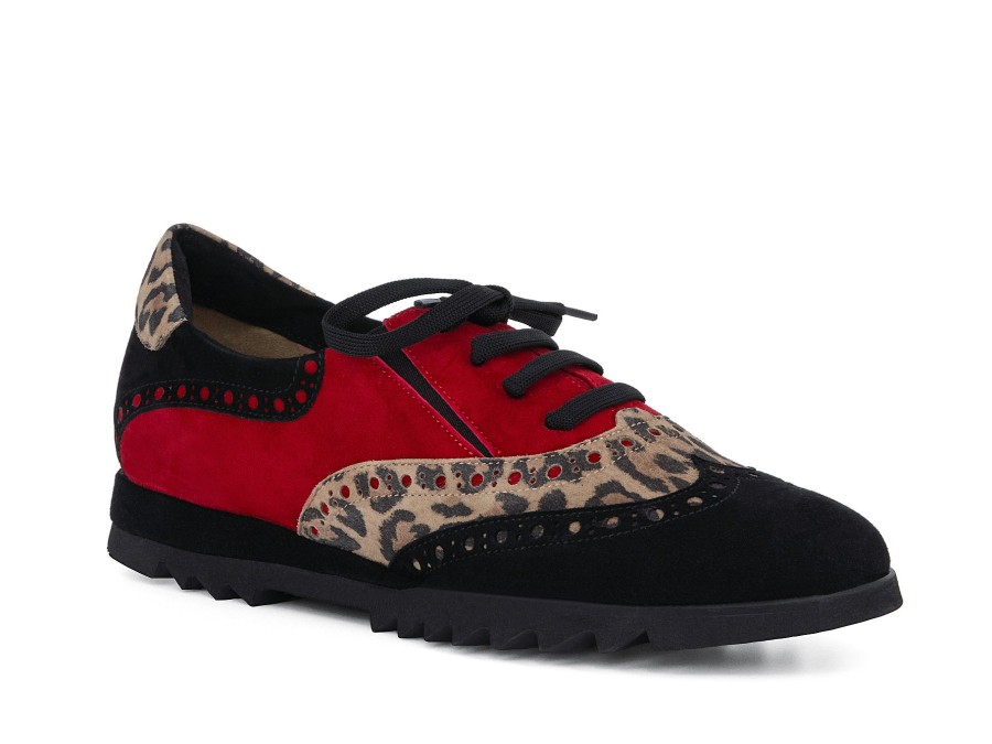 Woman ALBA TECI Lace-Ups | Amelio Black~Red~Leopard | Peter Sheppard Footwear