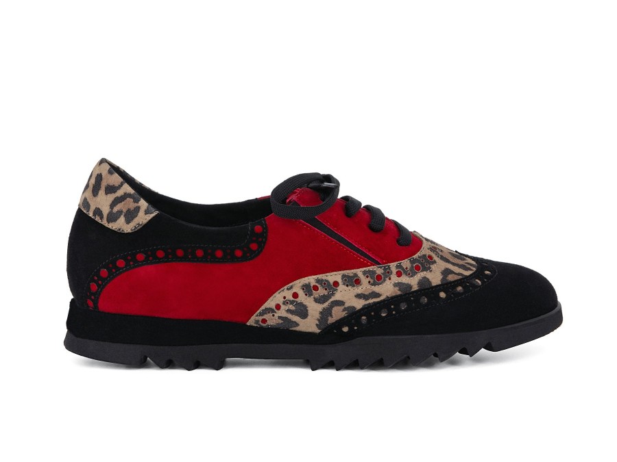 Woman ALBA TECI Lace-Ups | Amelio Black~Red~Leopard | Peter Sheppard Footwear