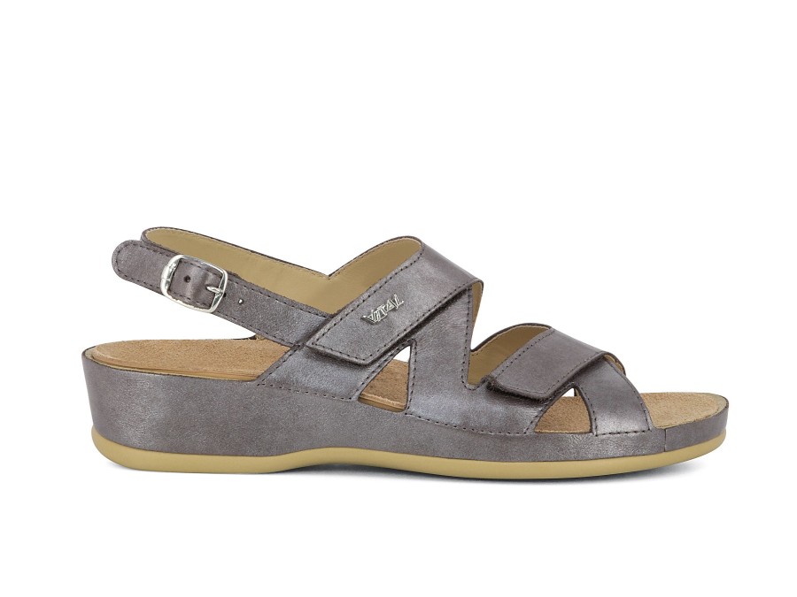 Woman VITAL Sandals | 0633 Grey Metallic | Peter Sheppard Footwear