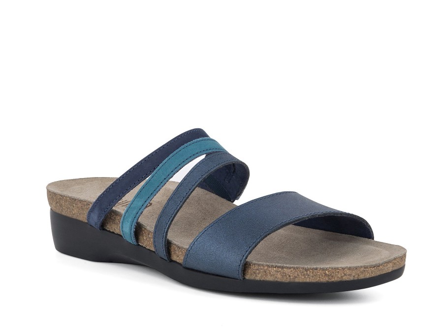 Woman MUNRO Slides | Camila M Blue Metallic | Peter Sheppard Footwear