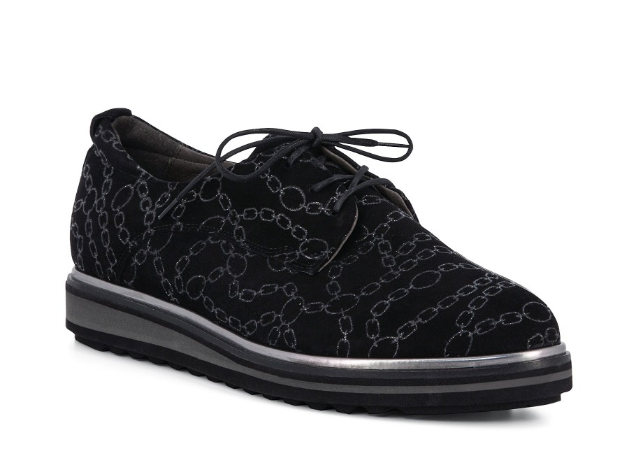 Woman SOFTWAVES Lace-Ups | Serio Black~Silver | Peter Sheppard Footwear