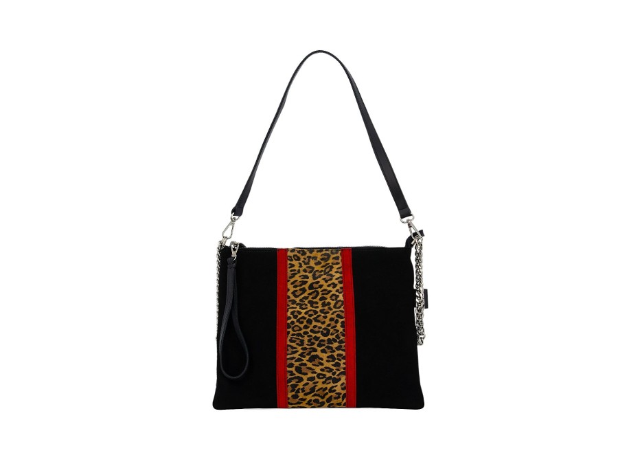 Woman BISBAGS Handbags & Wallets | Big Nard Black~Leopard~Red | Peter Sheppard Footwear