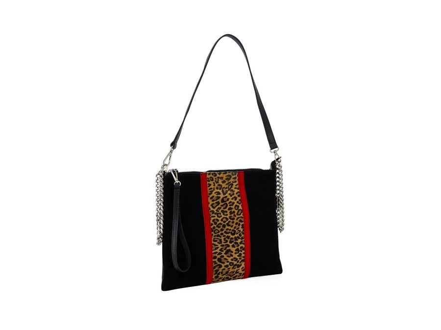 Woman BISBAGS Handbags & Wallets | Big Nard Black~Leopard~Red | Peter Sheppard Footwear