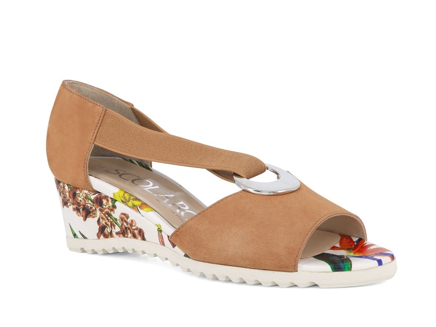 Woman SCOLARO Sandals | Sorro 2 Tan~Floral | Peter Sheppard Footwear