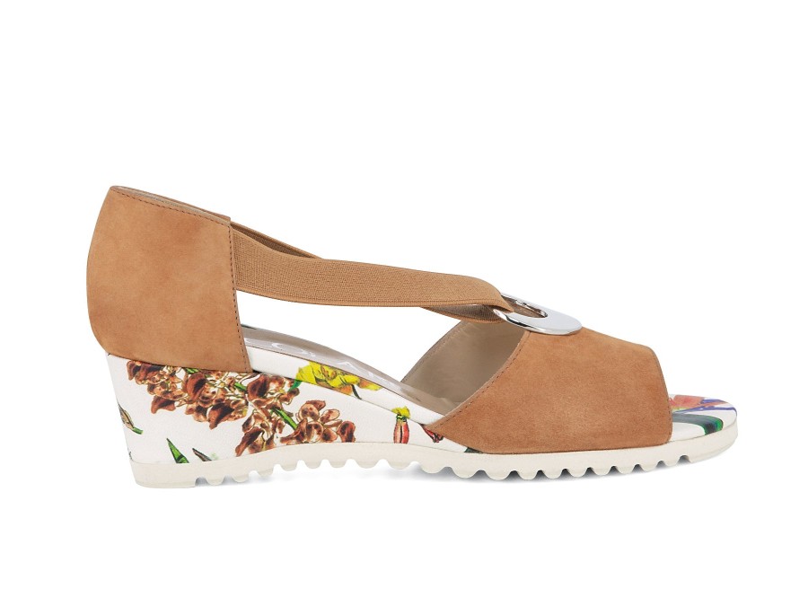 Woman SCOLARO Sandals | Sorro 2 Tan~Floral | Peter Sheppard Footwear