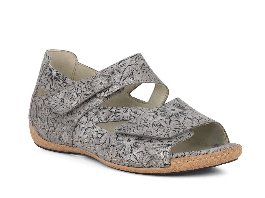 Woman WALDLAUFER Sandals | Wilkie Grey Print | Peter Sheppard Footwear