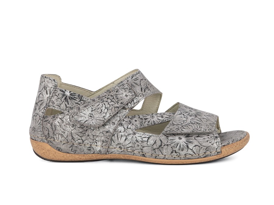 Woman WALDLAUFER Sandals | Wilkie Grey Print | Peter Sheppard Footwear