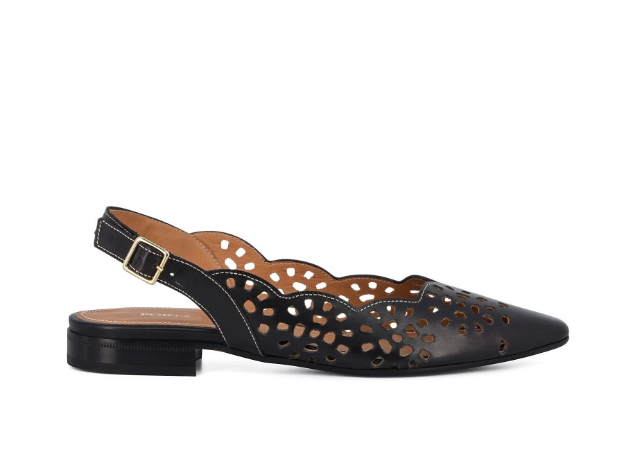 Woman PORTA ROSSA Ballerina Flats | Marino Black | Peter Sheppard Footwear