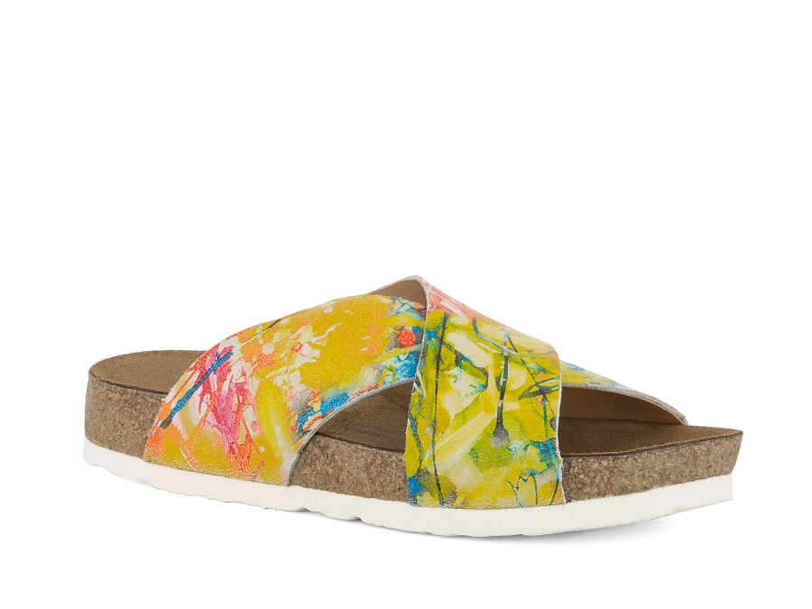 Woman HAFLINGER Slides | Mio Yellow Multi | Peter Sheppard Footwear