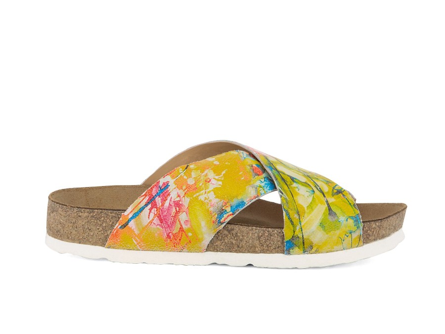 Woman HAFLINGER Slides | Mio Yellow Multi | Peter Sheppard Footwear