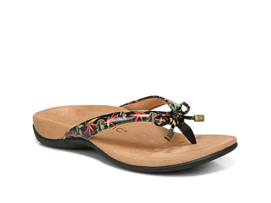 Woman VIONIC Slides | Bella 2 Black~Floral | Peter Sheppard Footwear