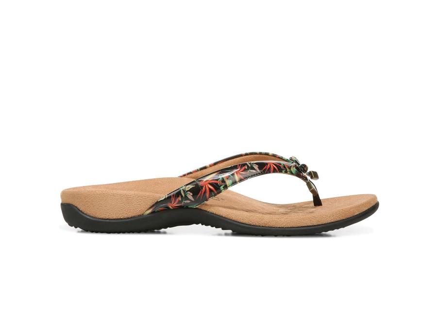 Woman VIONIC Slides | Bella 2 Black~Floral | Peter Sheppard Footwear