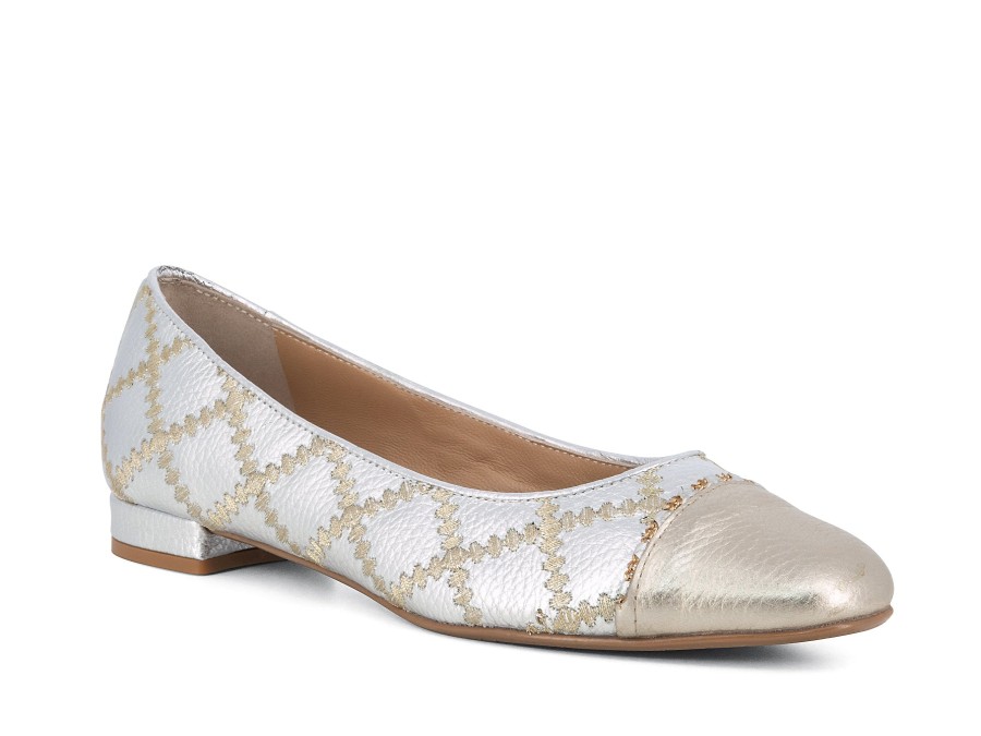 Woman PETER SHEPPARD Ballerina Flats | Mariella Gold~Silver | Peter Sheppard Footwear