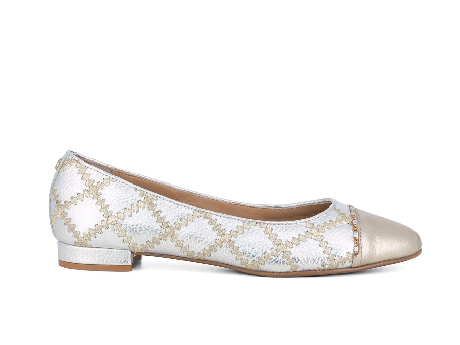 Woman PETER SHEPPARD Ballerina Flats | Mariella Gold~Silver | Peter Sheppard Footwear