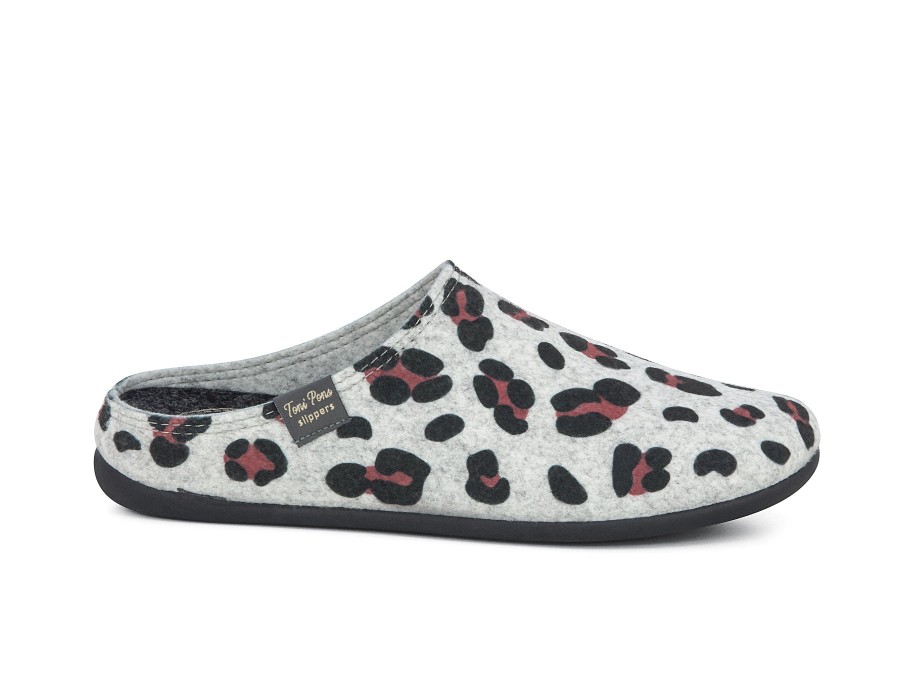 Woman TONI PONS Slippers | Maui Grey Leopard | Peter Sheppard Footwear