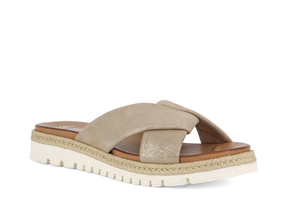 Woman ARA Slides | 38105 Sand Metallic | Peter Sheppard Footwear