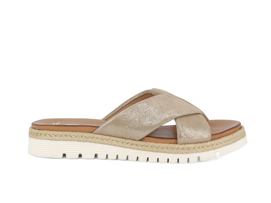 Woman ARA Slides | 38105 Sand Metallic | Peter Sheppard Footwear