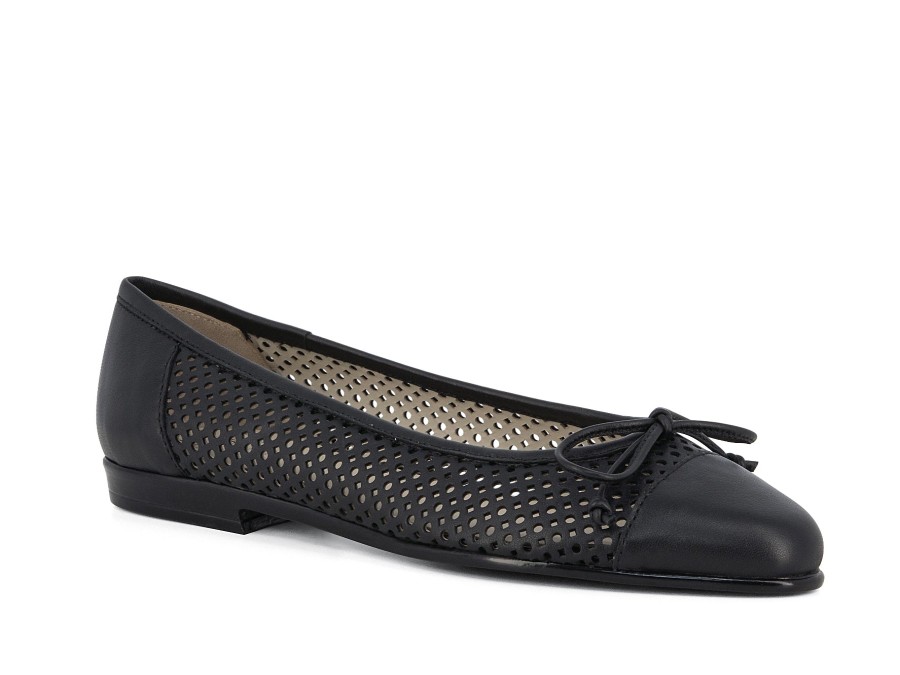 Woman AMALFI Ballerina Flats | Orvieto Black Lea | Peter Sheppard Footwear