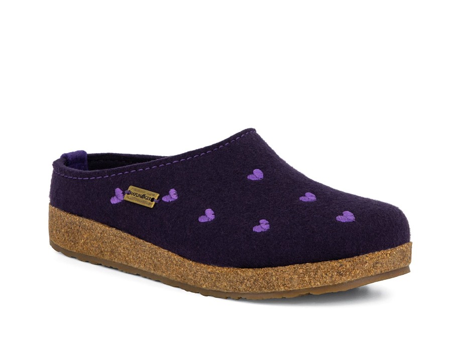 Woman HAFLINGER Slippers | Cuoricini Purple | Peter Sheppard Footwear