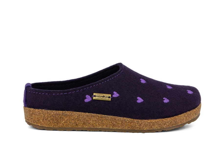 Woman HAFLINGER Slippers | Cuoricini Purple | Peter Sheppard Footwear