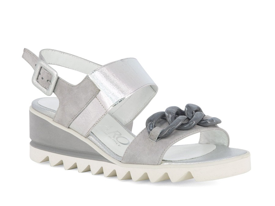 Woman SCOLARO Sandals | Suzana Grey~Silver | Peter Sheppard Footwear