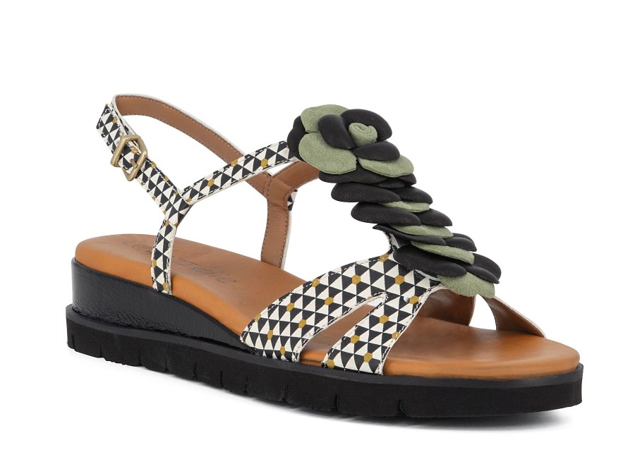 Woman LE GAZZELLE Sandals | Laglio Black~White | Peter Sheppard Footwear