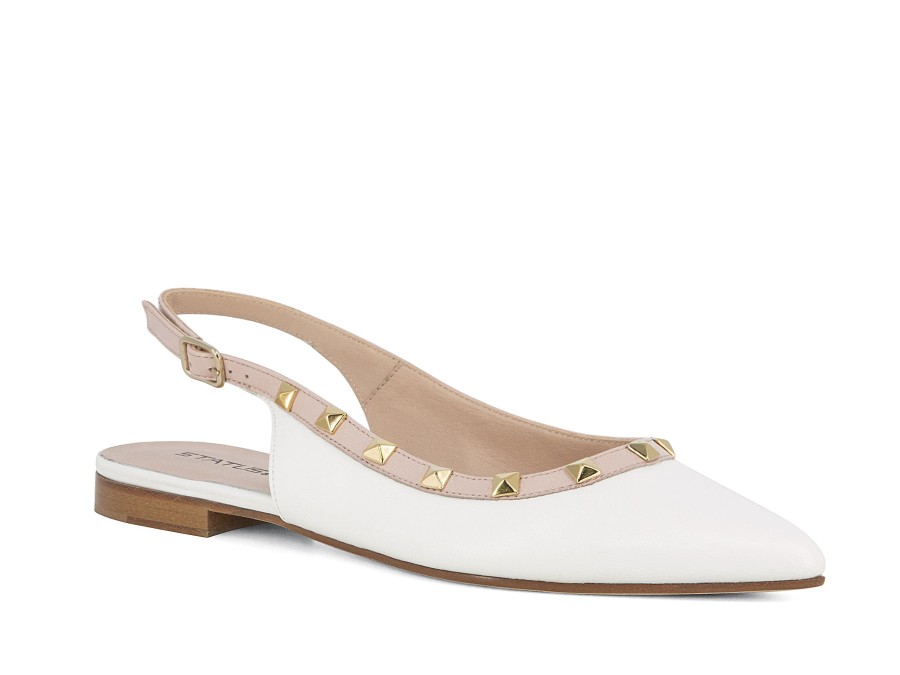 Woman STATUS Ballerina Flats | Sossano White~Nude | Peter Sheppard Footwear