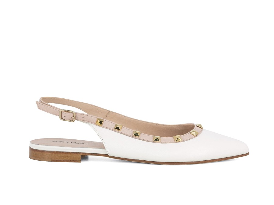 Woman STATUS Ballerina Flats | Sossano White~Nude | Peter Sheppard Footwear