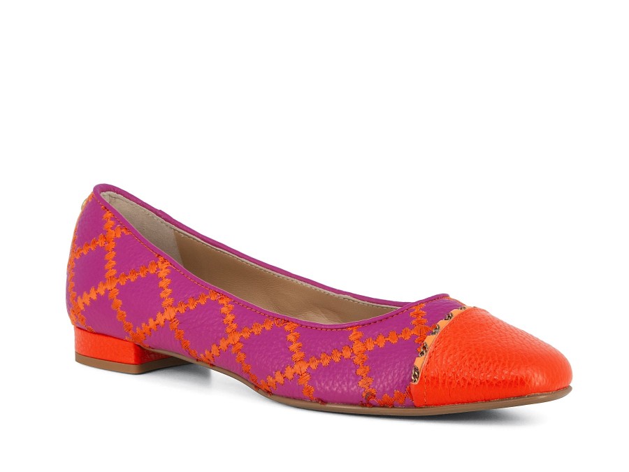 Woman PETER SHEPPARD Ballerina Flats | Mariella Orange~Pink Multi | Peter Sheppard Footwear