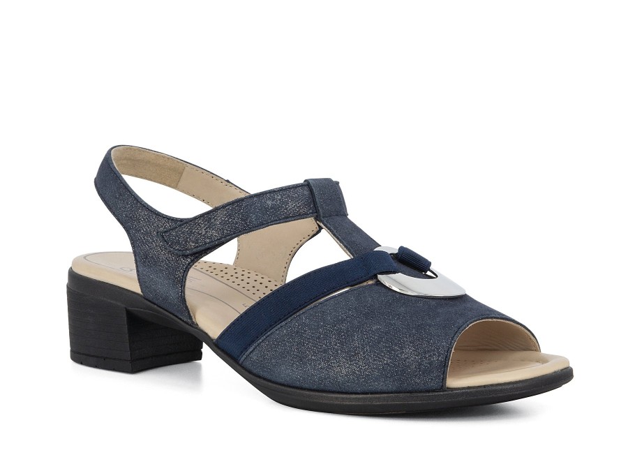 Woman ARA Sandals | 35730 Navy Metallic | Peter Sheppard Footwear