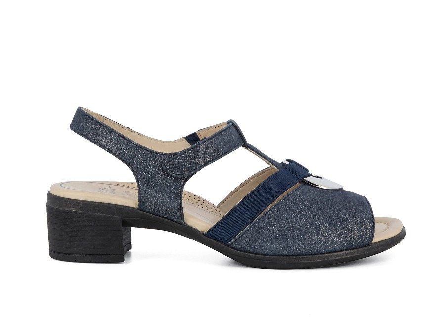 Woman ARA Sandals | 35730 Navy Metallic | Peter Sheppard Footwear