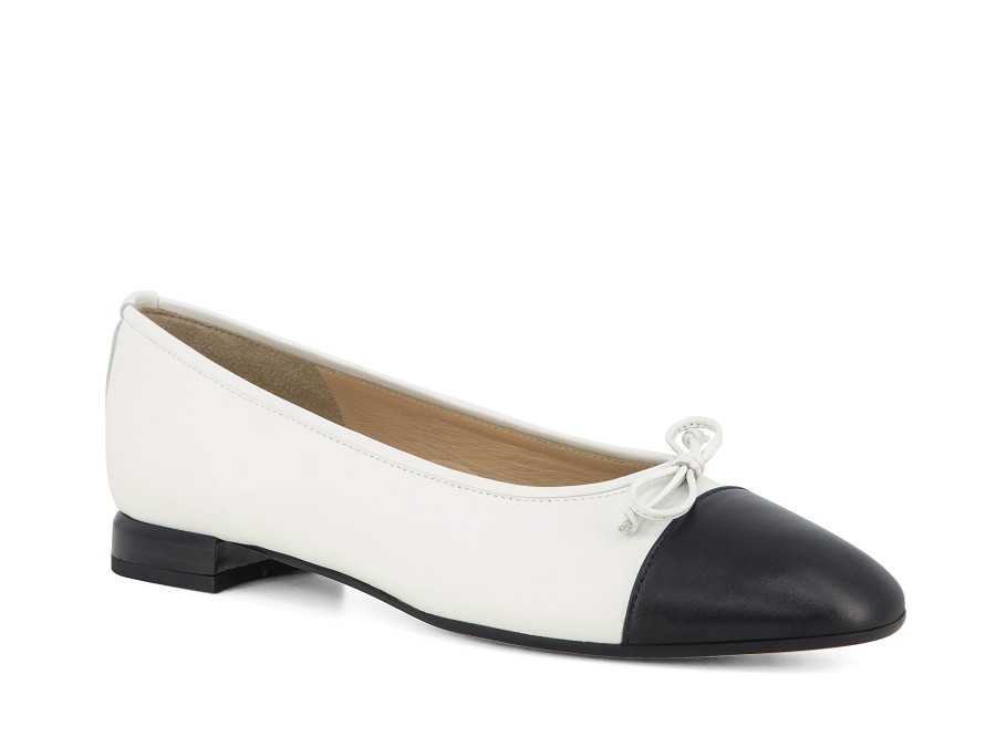 Woman BRUNATE Ballerina Flats | Bisone White~Black | Peter Sheppard Footwear