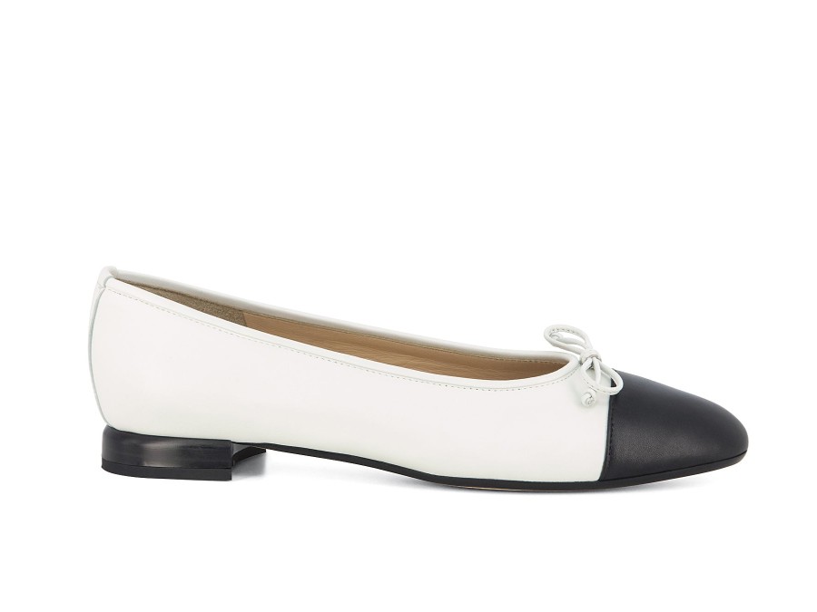 Woman BRUNATE Ballerina Flats | Bisone White~Black | Peter Sheppard Footwear