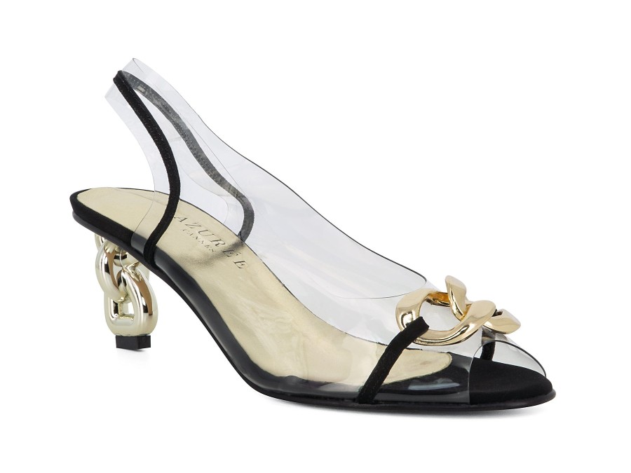 Woman AZUREE Heels | Matra Black~Gold | Peter Sheppard Footwear