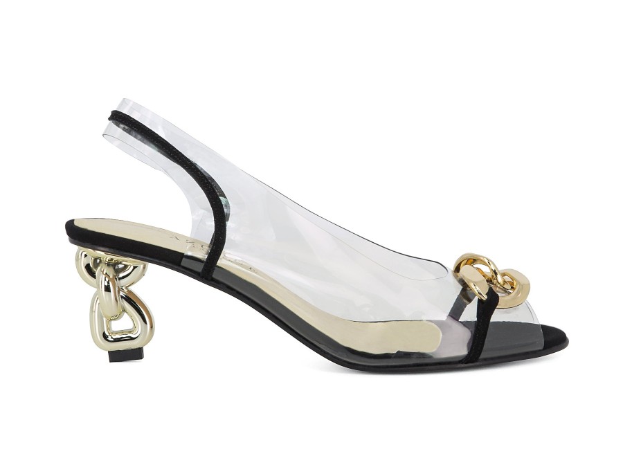 Woman AZUREE Heels | Matra Black~Gold | Peter Sheppard Footwear