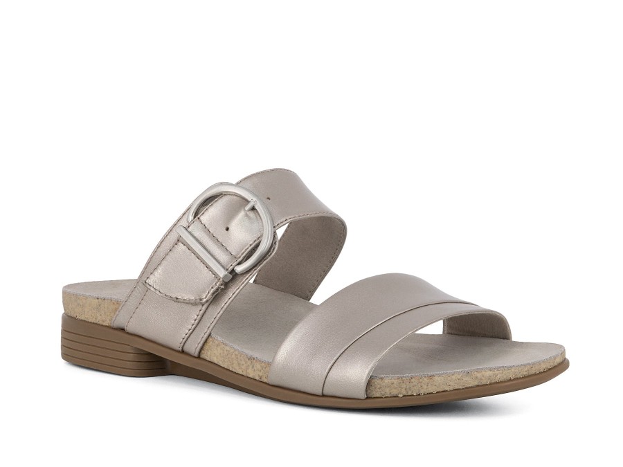 Woman MUNRO Slides | Marissa Taupe Metallic | Peter Sheppard Footwear