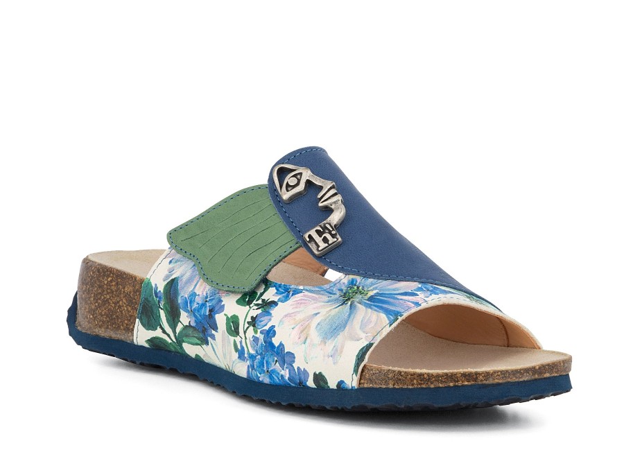 Woman THINK! Slides | Tenoki Sky Floral | Peter Sheppard Footwear