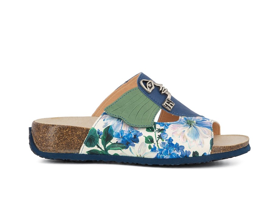 Woman THINK! Slides | Tenoki Sky Floral | Peter Sheppard Footwear