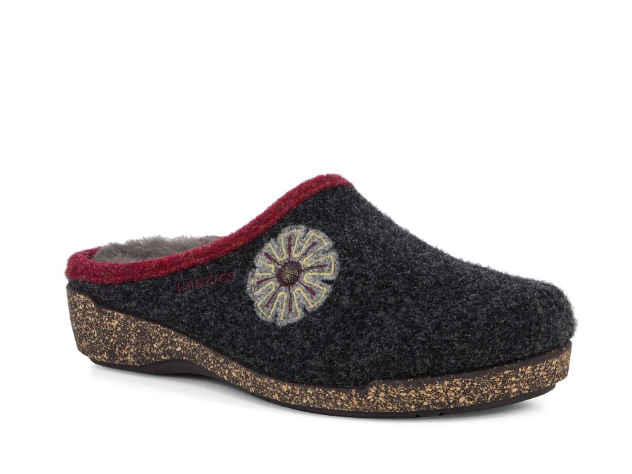 Woman HARTJES Slippers | Petals Dark Grey | Peter Sheppard Footwear