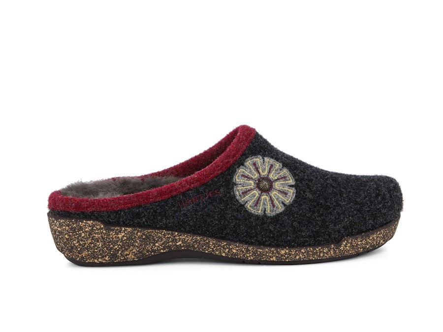 Woman HARTJES Slippers | Petals Dark Grey | Peter Sheppard Footwear