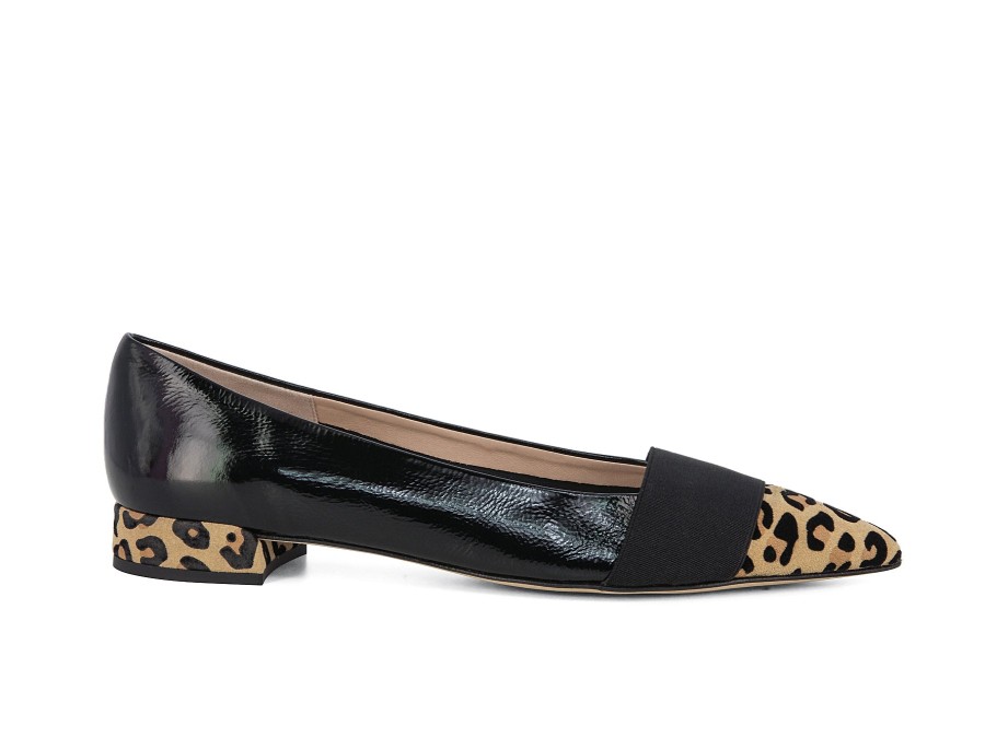 Woman STATUS Ballerina Flats | Sexten Black Leopard | Peter Sheppard Footwear