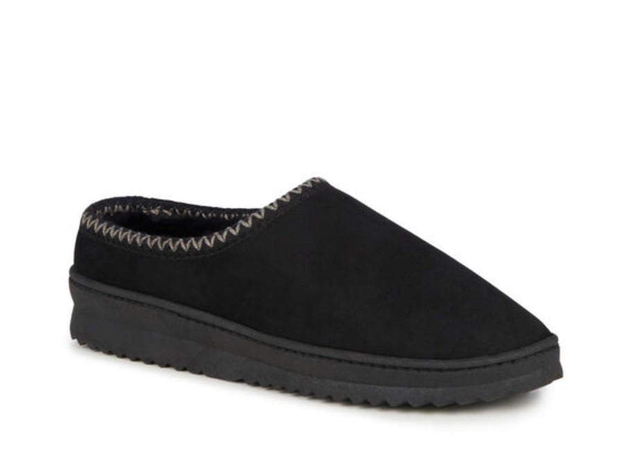 Man EMU Slippers | Platinum Outback Scuff Black | Peter Sheppard Footwear