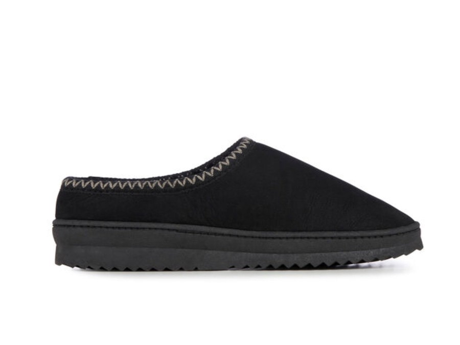 Man EMU Slippers | Platinum Outback Scuff Black | Peter Sheppard Footwear