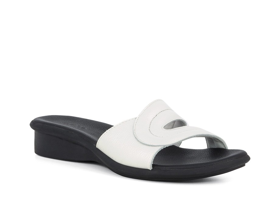 Woman ARCHE Slides | Saoxha White | Peter Sheppard Footwear