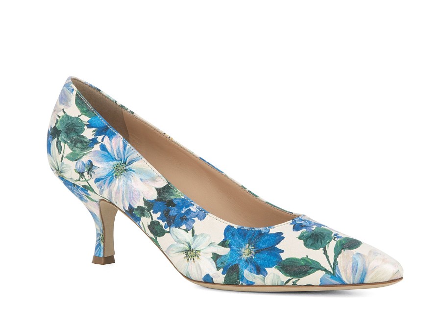 Woman ALBA TECI Heels | Anemone Blue Floral | Peter Sheppard Footwear