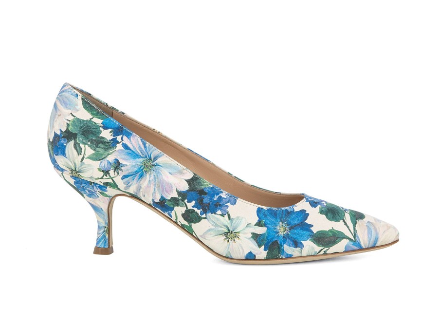 Woman ALBA TECI Heels | Anemone Blue Floral | Peter Sheppard Footwear