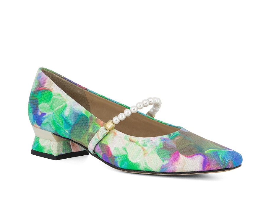 Woman BRUNATE Heels | Bientina Green Floral | Peter Sheppard Footwear