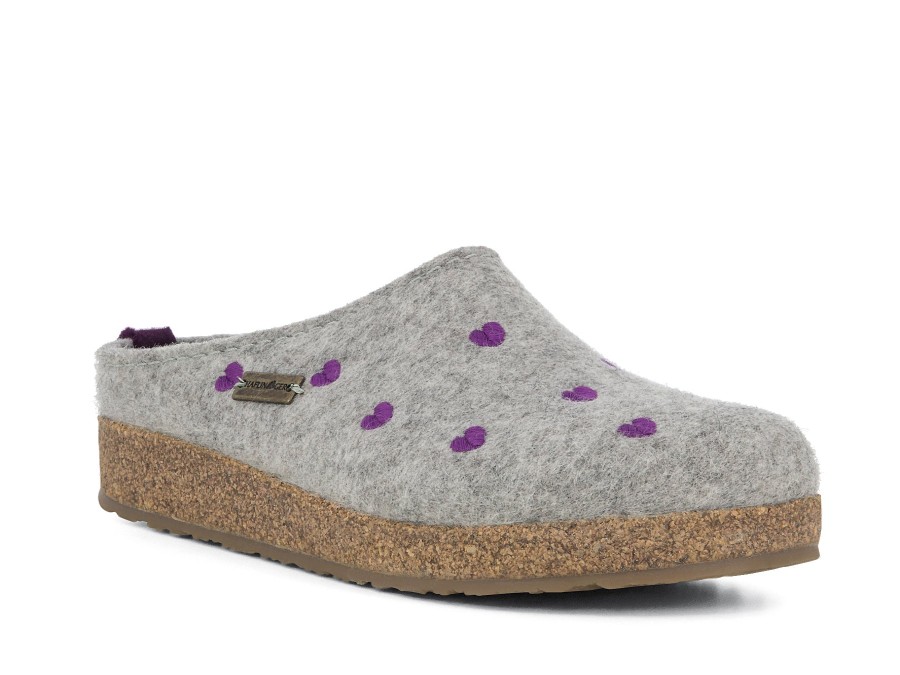 Woman HAFLINGER Slippers | Cuoricini Lt Grey | Peter Sheppard Footwear