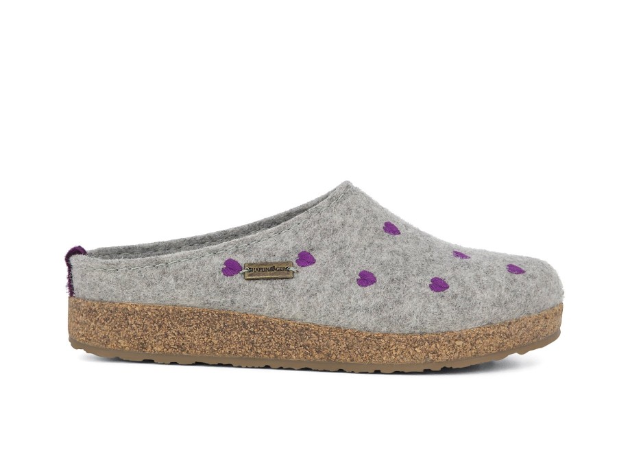 Woman HAFLINGER Slippers | Cuoricini Lt Grey | Peter Sheppard Footwear